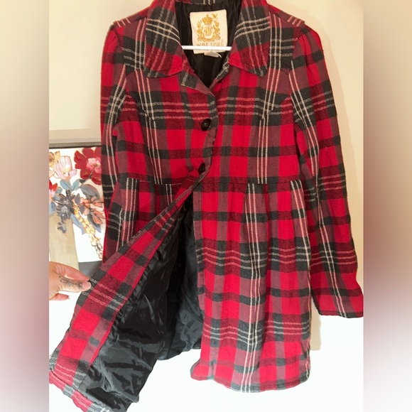 Wet Seal Vintage Gold Tag Red Plaid Coat – Mall Goth Y2K Era – Size L - Picture 6 of 6